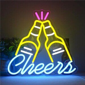 Cheers Neon LED Wall Sign Beer Bottles Bright VIVID Colors USB Powered